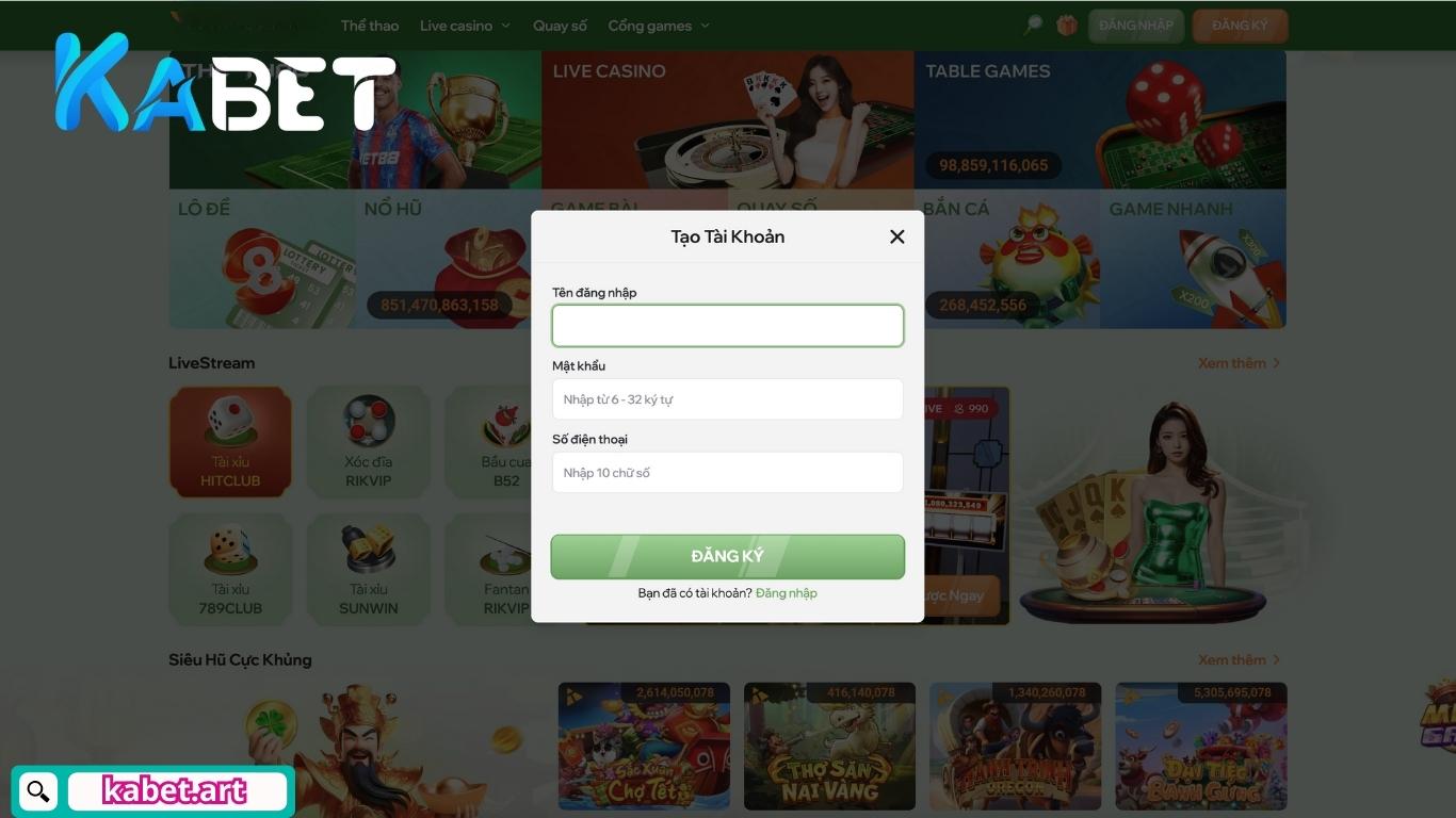 Hướng dẫn các thao tác cơ bản tại Kabet 